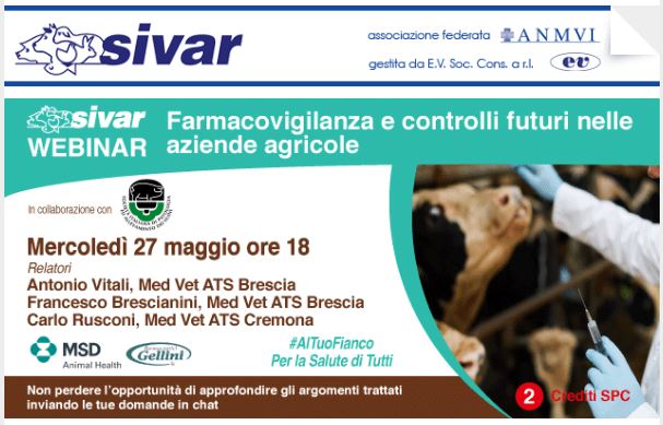 27 maggio ore 18 – Webinar “Farmacovigilanza e controlli futuri nelle aziende agricole”