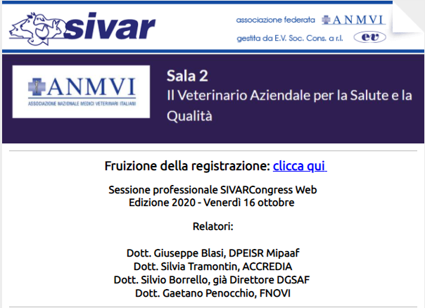 SIVARCongress video sessione SIVAR “Il Veterinario Aziendale per la salute e la qualità”