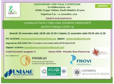 Webinar ECM gratuito – “LA MALATTIA DI LYME: UNA ZOONOSI EMERGENTE anche in tempo Covid 19”