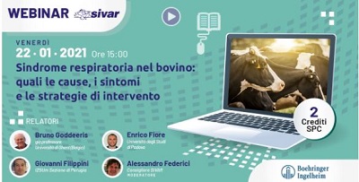 Webinar “Sindrome respiratoria nel bovino. Quali le cause, i sintomi e le strategie di intervento” Ven. 22 gennaio 2021