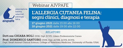 AIVPAFE WEBINAR ALLERGIA CUTANEA FELINA 17-18 giugno 2021