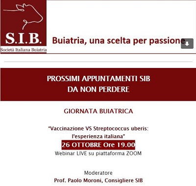 GIORNATA BUIATRICA SIB: Vaccinazione VS Streptococcus uberis: l’esperienza italiana