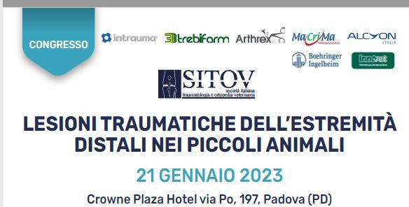 Corso SITOV: “LESIONI TRAUMATICHE DELL’ESTREMITÀ DISTALI NEI PICCOLI ANIMALI”