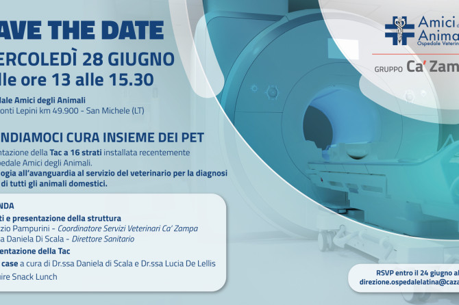 Ospedale Amici degli Animali – SAVE THE DATE – 28.06 H 13.00: “Prendiamoci cura insieme dei Pet”.