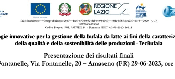 Università degli Studi della Tuscia/Istituto Zooprofilattico Lazio Toscana sede di Latina: “PRESENTAZIONE RISULTATI FINALI RICERCA TECBUFALA”