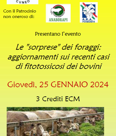 Corso ECM OMV Cuneo: “Le “sorprese” dei foraggi: aggiornamenti sui recenti casi di fitotossicosi dei bovini” – 25 Gennaio 2024