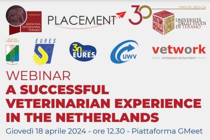 Webinar EURES: “A successful Veterinarian experience in The NL” – Gmeet 18 aprile.