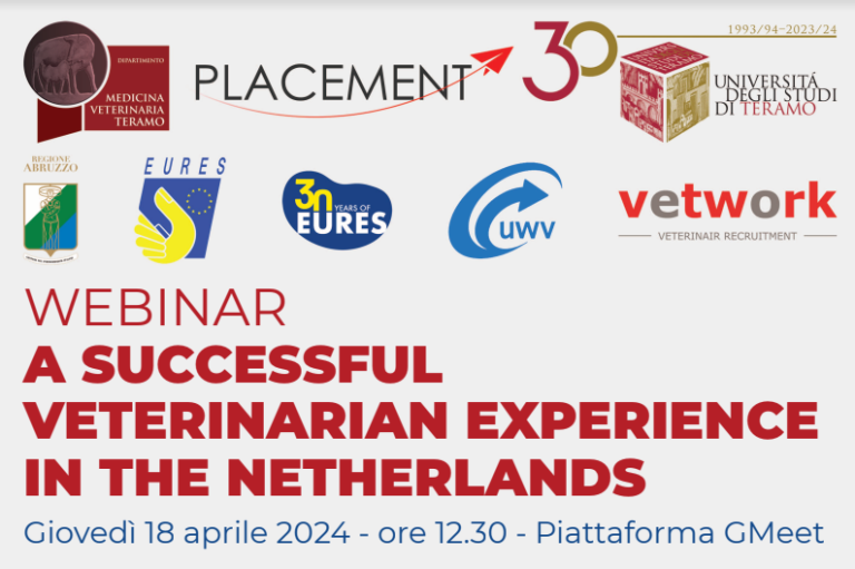 Webinar EURES: “A successful Veterinarian experience in The NL” – Gmeet 18 aprile.