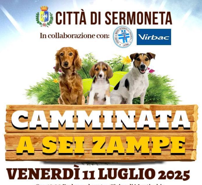 Evento sociale – Comune di Sermoneta: “Camminata a 6 zampe”; 11 luglio 2025