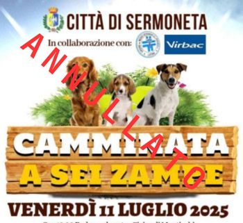 !!!EVENTO ANNULLATO!!!Evento sociale – Comune di Sermoneta: “Camminata a 6 zampe”; 11 luglio 2025