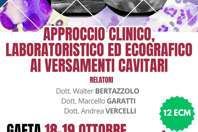 Corso ECM, Gaeta: “Approccio clinico, laboratoristico ed ecografico ai versamenti cavitari”. – 18-19 Ottobre 2025