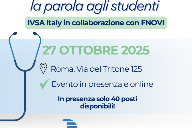 Evento divulgativo – FNOVI: “Presentazione dei dati IVSA Italy – Formazione e benessere degli studenti di Medicina Veterinaria” – 27 ottobre 2025