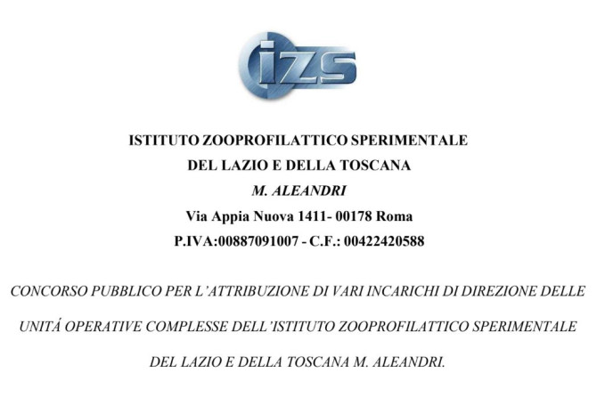 CONCORSO PUBBLICO IZS LT “M. ALEANDRI”: ATTRIBUZIONE DI VARI INCARICHI DI DIREZIONE DELLE UNITÀ OPERATIVE COMPLESSE.
