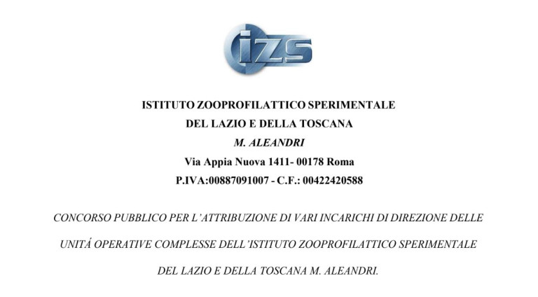 CONCORSO PUBBLICO IZS LT “M. ALEANDRI”: ATTRIBUZIONE DI VARI INCARICHI DI DIREZIONE DELLE UNITÀ OPERATIVE COMPLESSE.