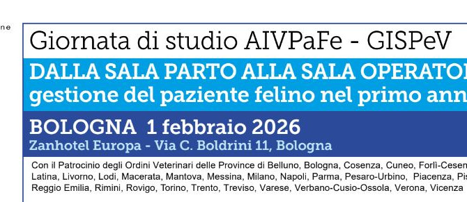 Patrocinio OMV LT- Congresso AIVPAFE-GISPEV: “Dalla sala parto alla sala operatoria: gestione del paziente felino nel primo anno di vita”; Bologna, 1 febbraio 2026