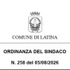 Comune di Latina – ORDINANZA DEL SINDACO N. 258 del 05/08/2026: Provvedimenti urgenti per la tutela ed il benessere degli animali d’affezione durante il periodo di eccezionale ondata di calore ed elevato tasso di umidità sul territorio comunale.